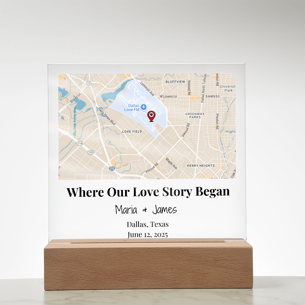 Personalized Where Our Love Story Began Map Acrylic Plaque Dallas Texas 4