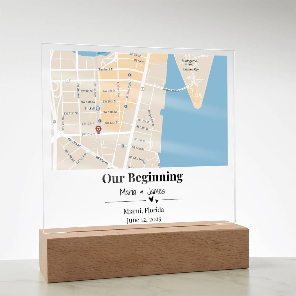 Personalized Where We Met Map Acrylic Plaque Miami Florida 2