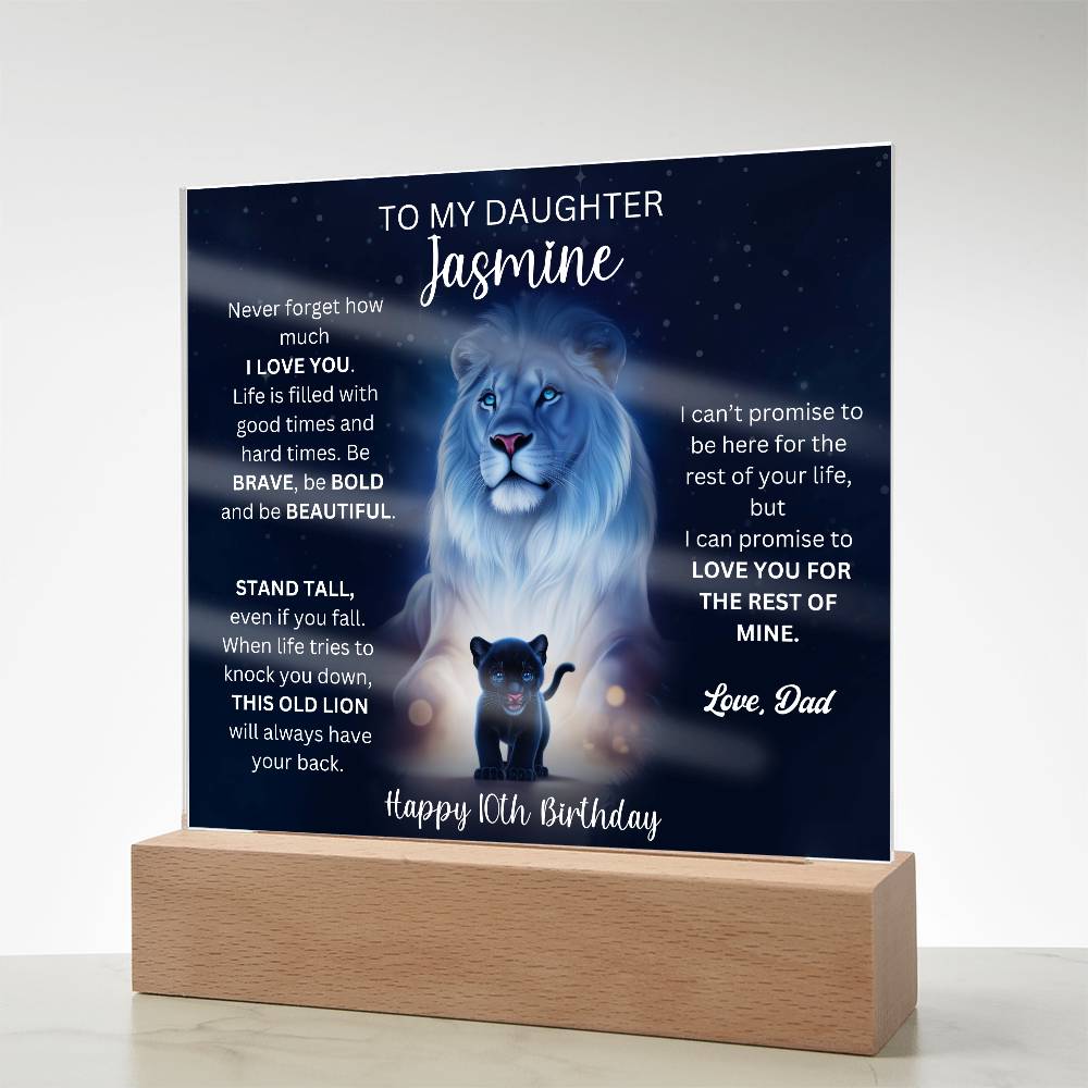 10th Birthday Gift To Daughter From Dad - Acrylic Square Plaque