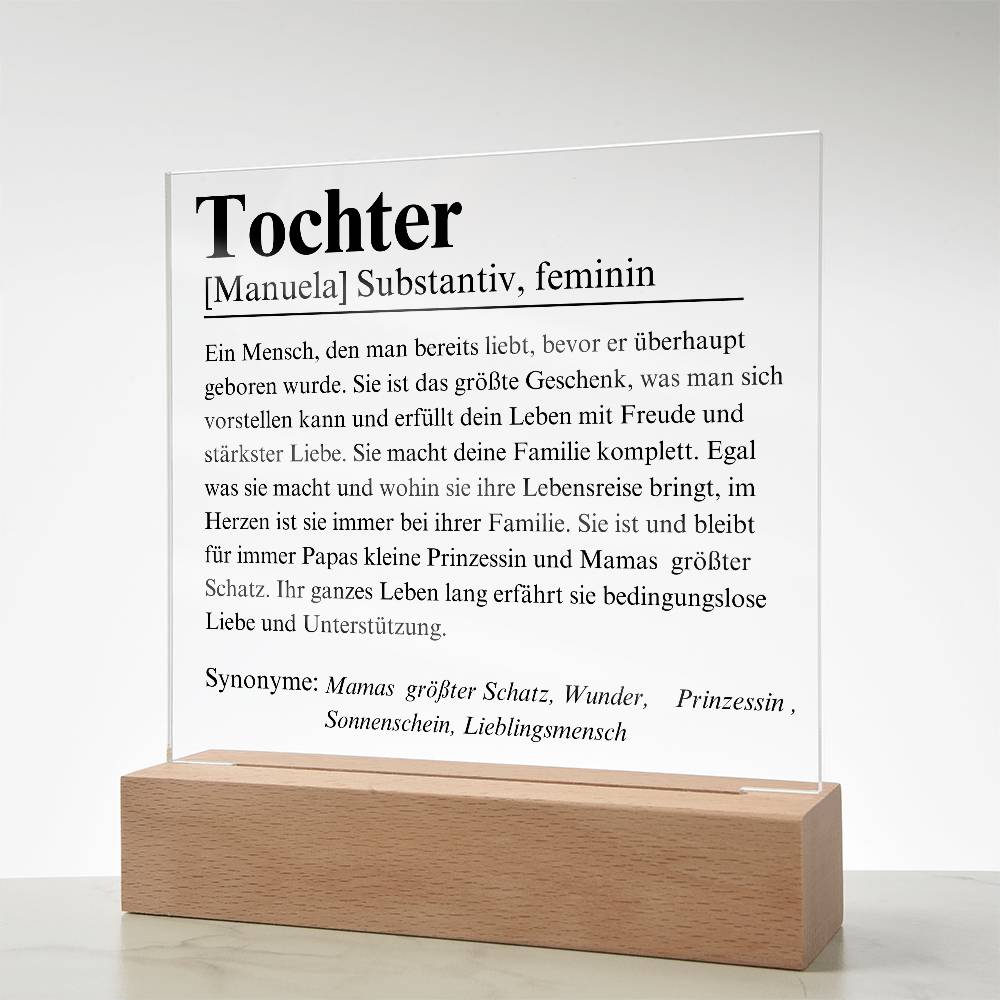 Tochter Definition Acryl Platte Poster