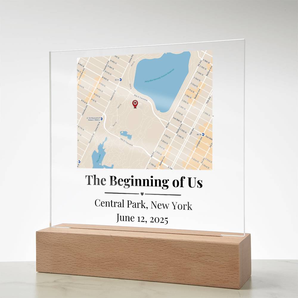 Personalized Where We Met Map Acrylic Plaque Central Park NY 2