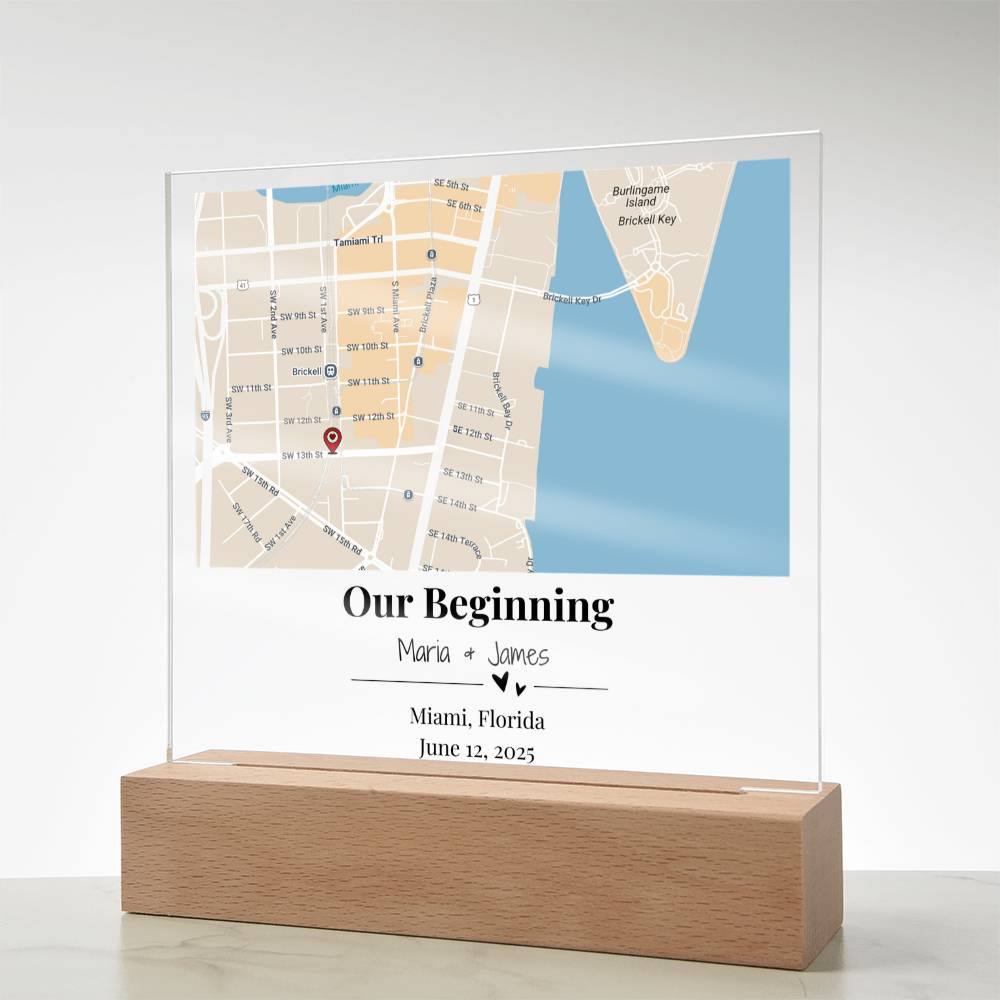 Personalized Where We Met Map Acrylic Plaque Miami Florida 2