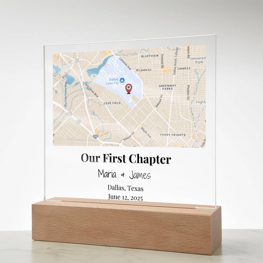 Personalized Our First Chapter Map Acrylic Plaque Dallas Texas