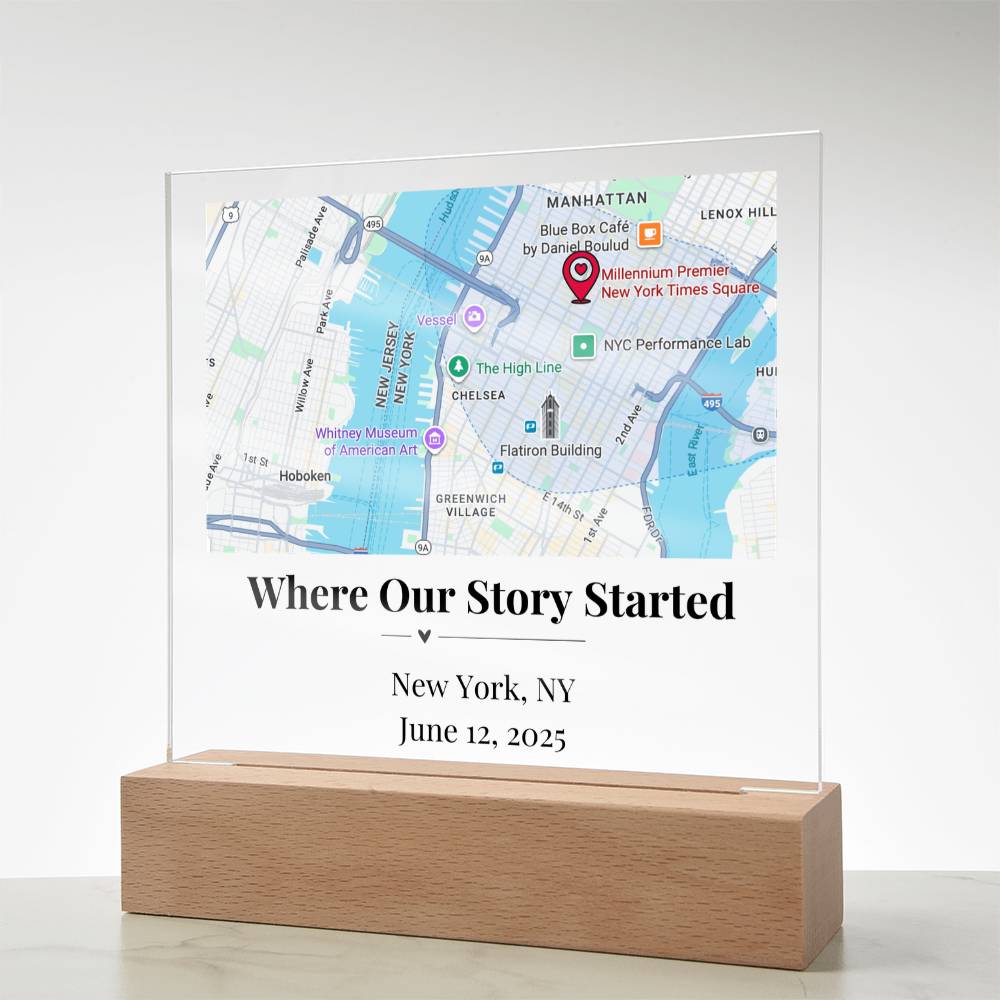 Personalized Where We Met Map Acrylic Plaque New York 1