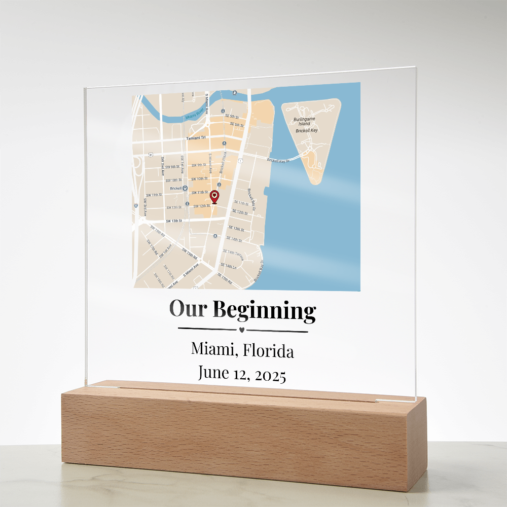 Personalized Where We Met Map Acrylic Plaque Miami Florida 1