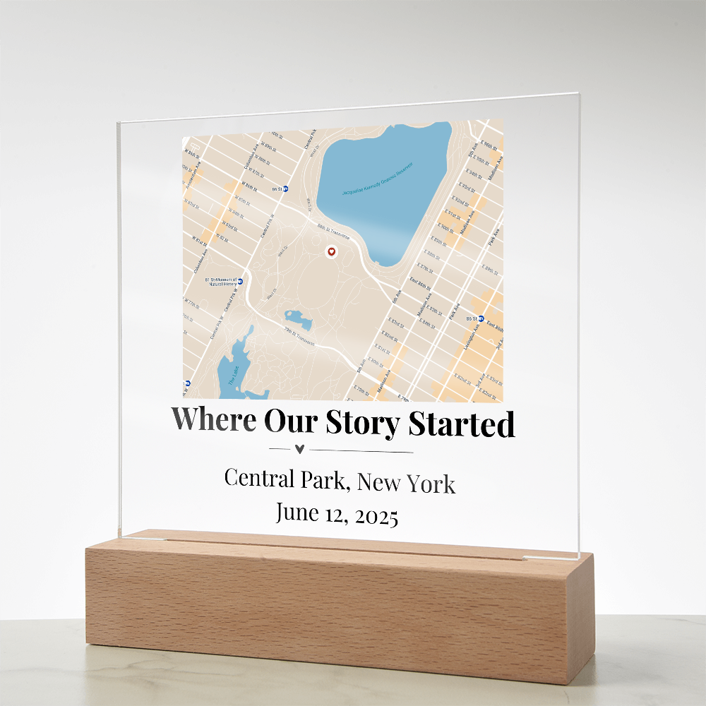 Personalized Where We Met Map Acrylic Plaque Central Park NY 1