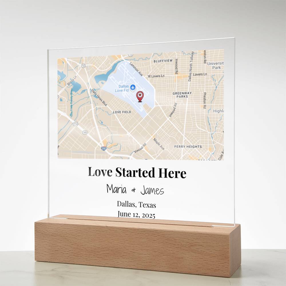 Personalized Where Love Started Map Acrylic Plaque Dallas Texas 2