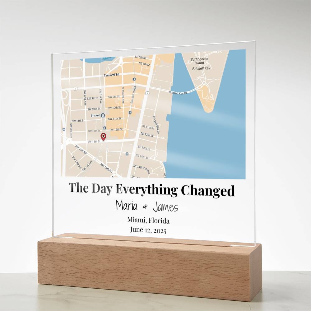 Personalized Where We Met Map Acrylic Plaque Miami Florida 3