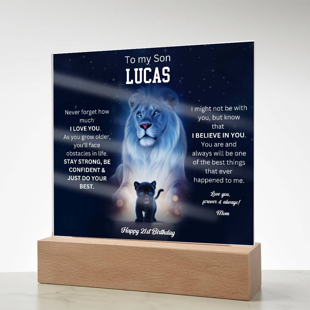 21st Birthday Gift To My Son Acrylic Plaque