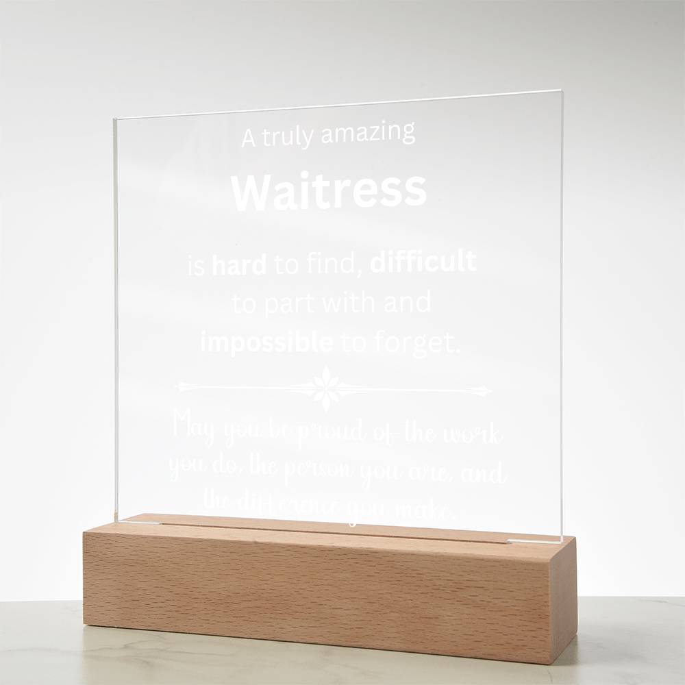 Waitress Thank You Gift - Acrylic Square Plaque