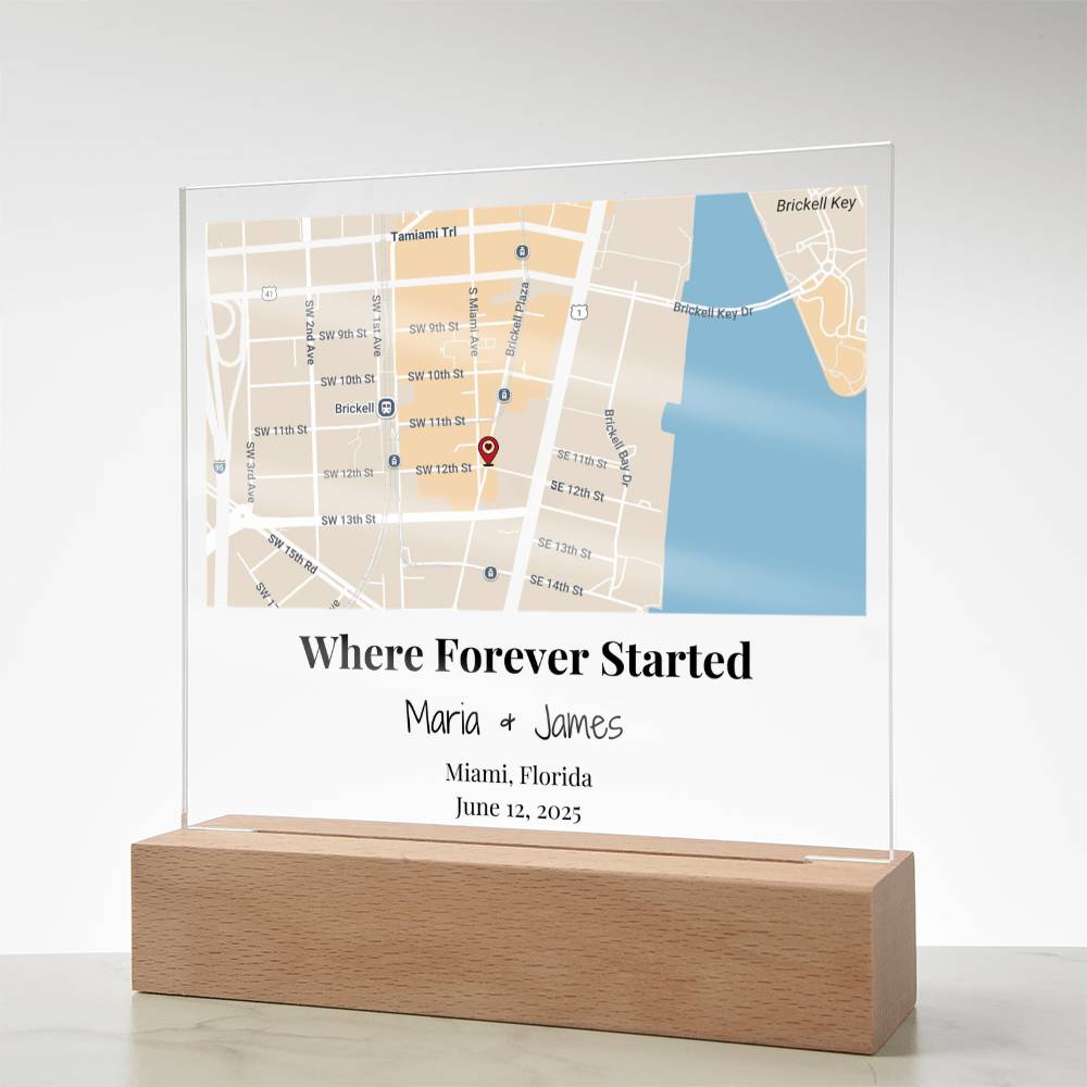 Personalized Where Forever Started Map Acrylic Plaque Miami Florida