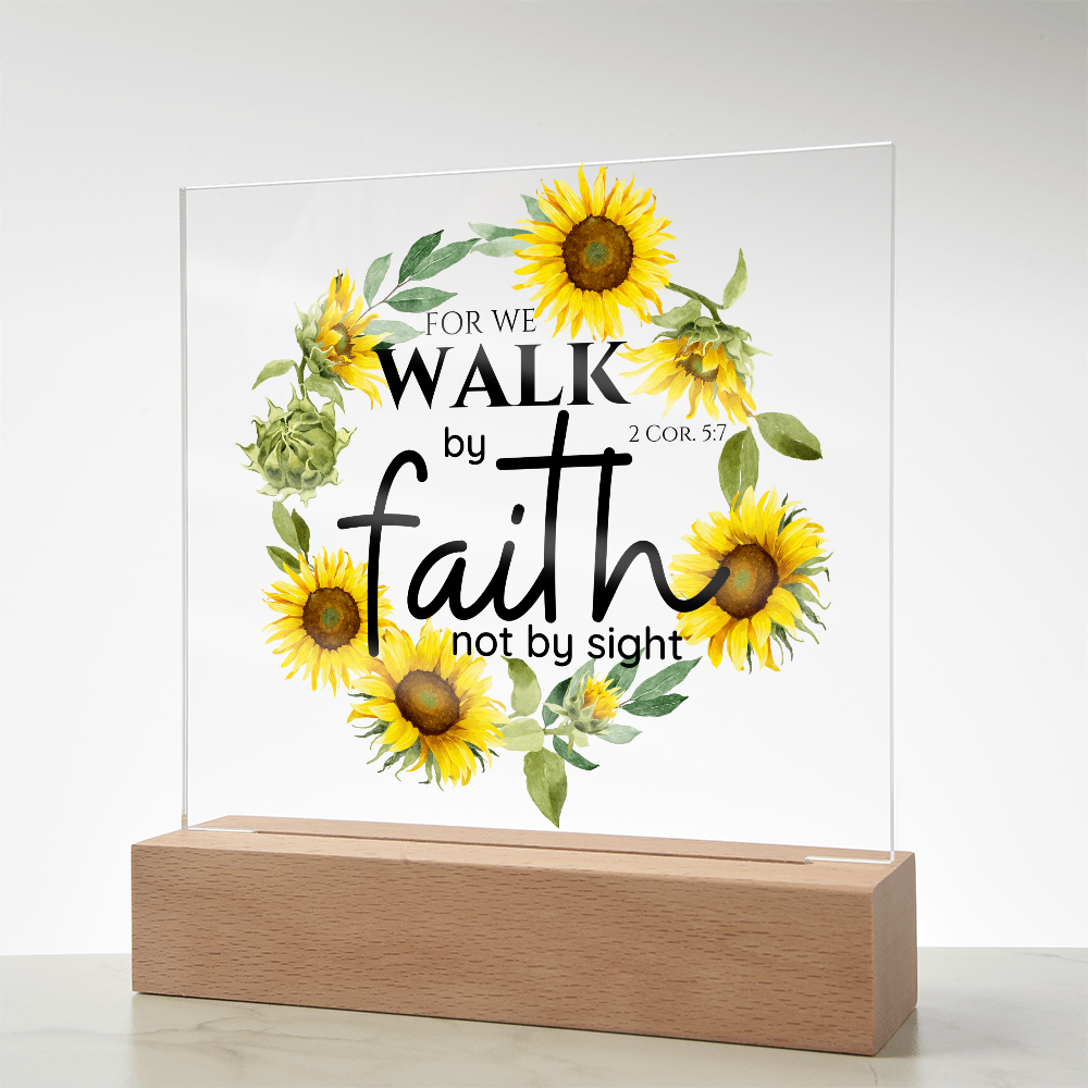 Bible Verse Art - 2 Cor 5:7 - Square Acrylic Plaque