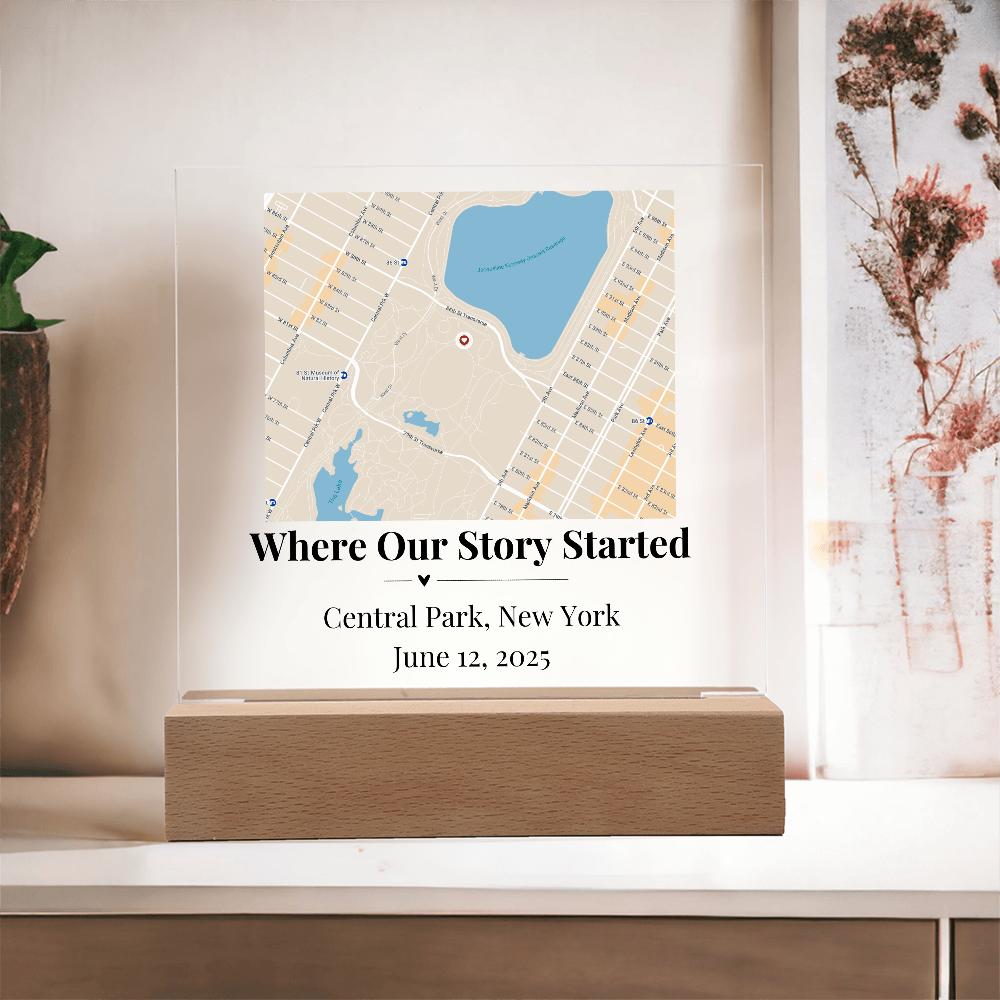 Personalized Where We Met Map Acrylic Plaque Central Park NY 1