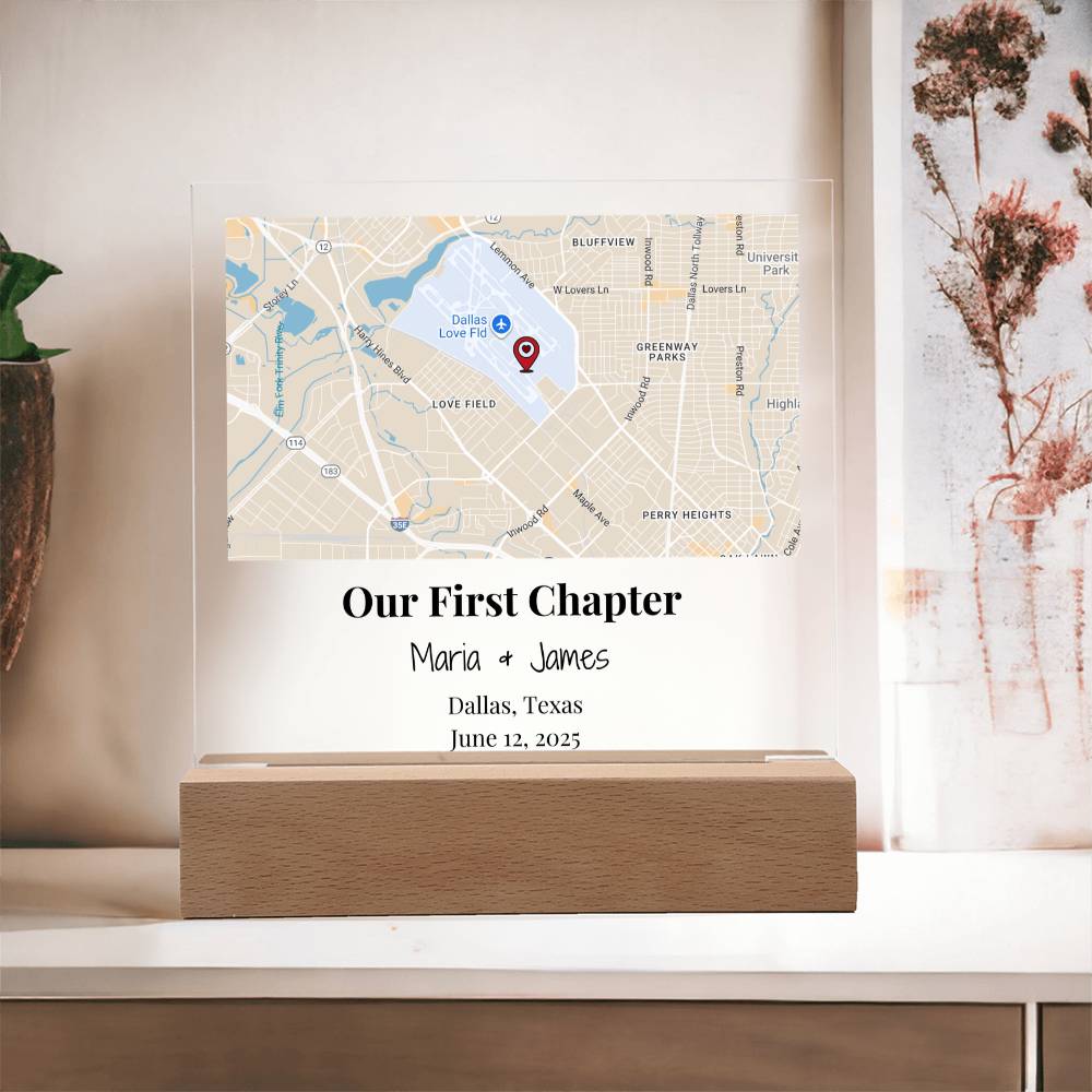 Personalized Our First Chapter Map Acrylic Plaque Dallas Texas