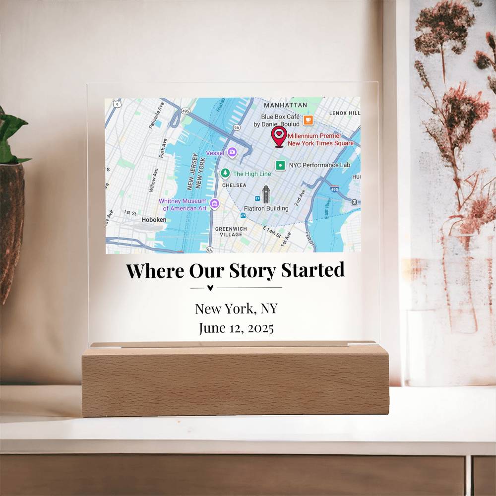Personalized Where We Met Map Acrylic Plaque New York 1