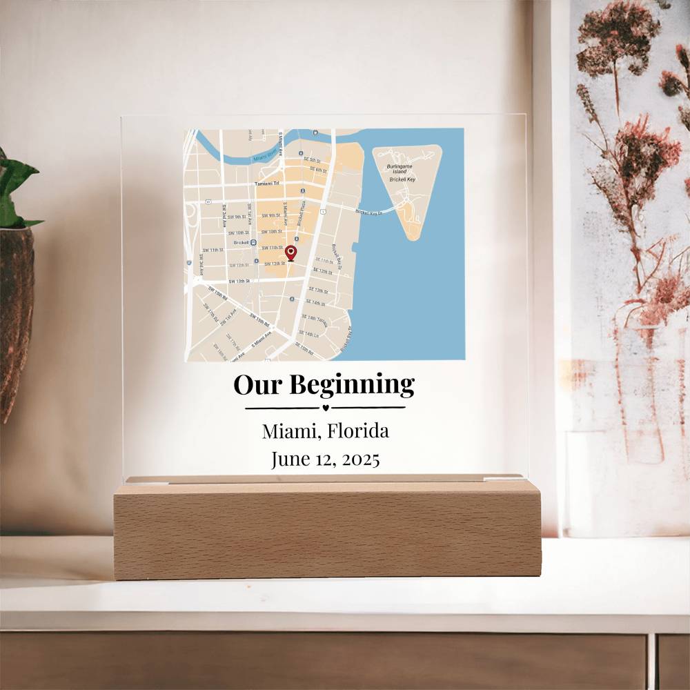 Personalized Where We Met Map Acrylic Plaque Miami Florida 1