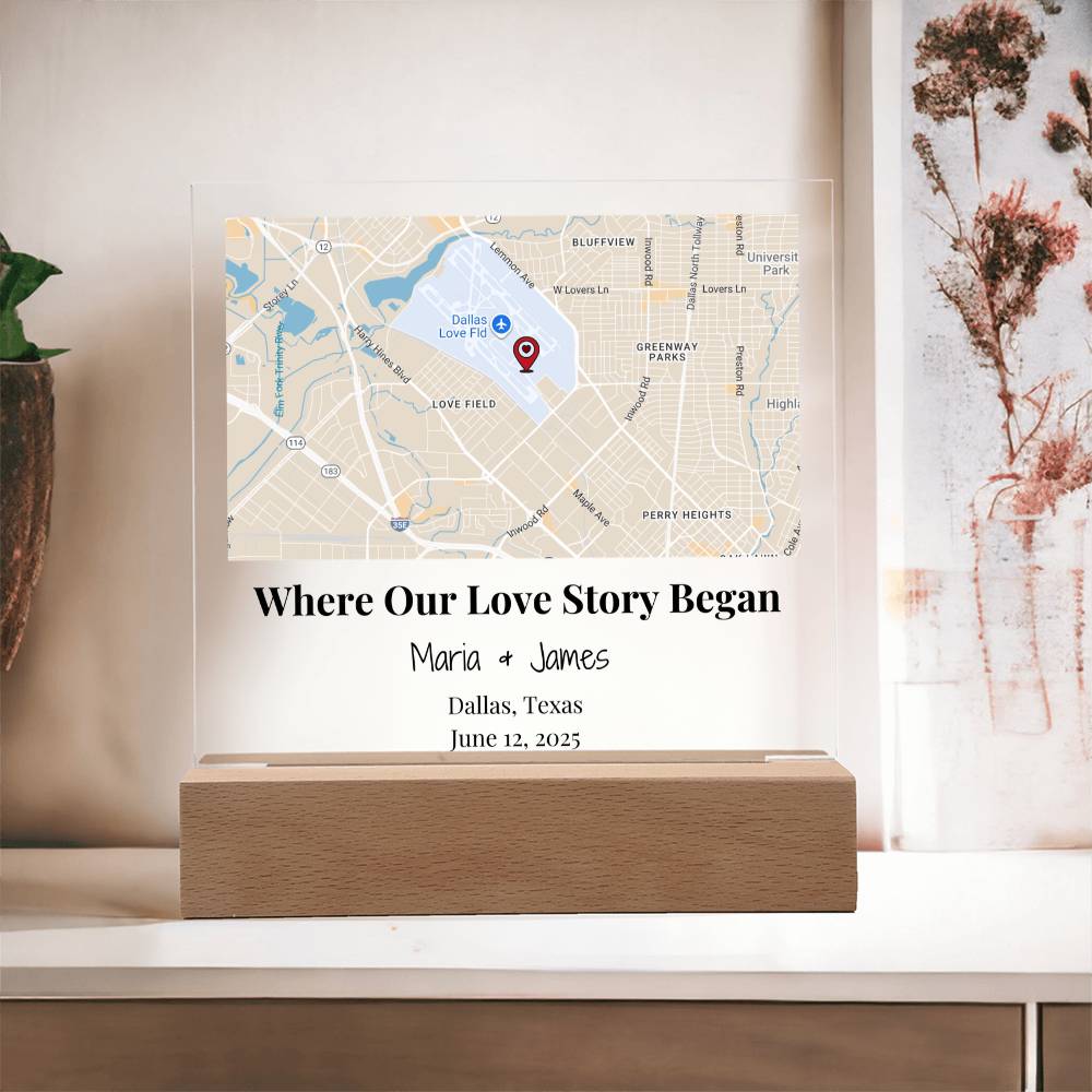 Personalized Where Our Love Story Began Map Acrylic Plaque Dallas Texas 4