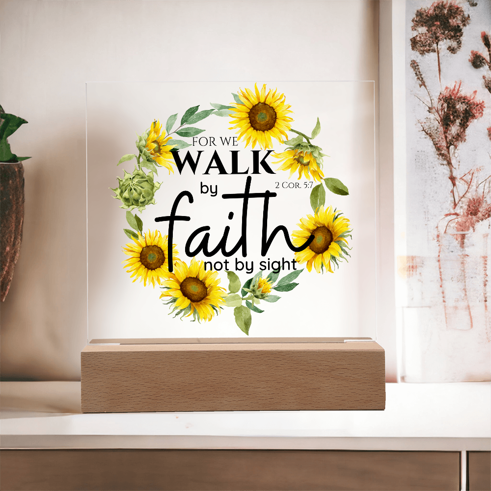 Bible Verse Art - 2 Cor 5:7 - Square Acrylic Plaque
