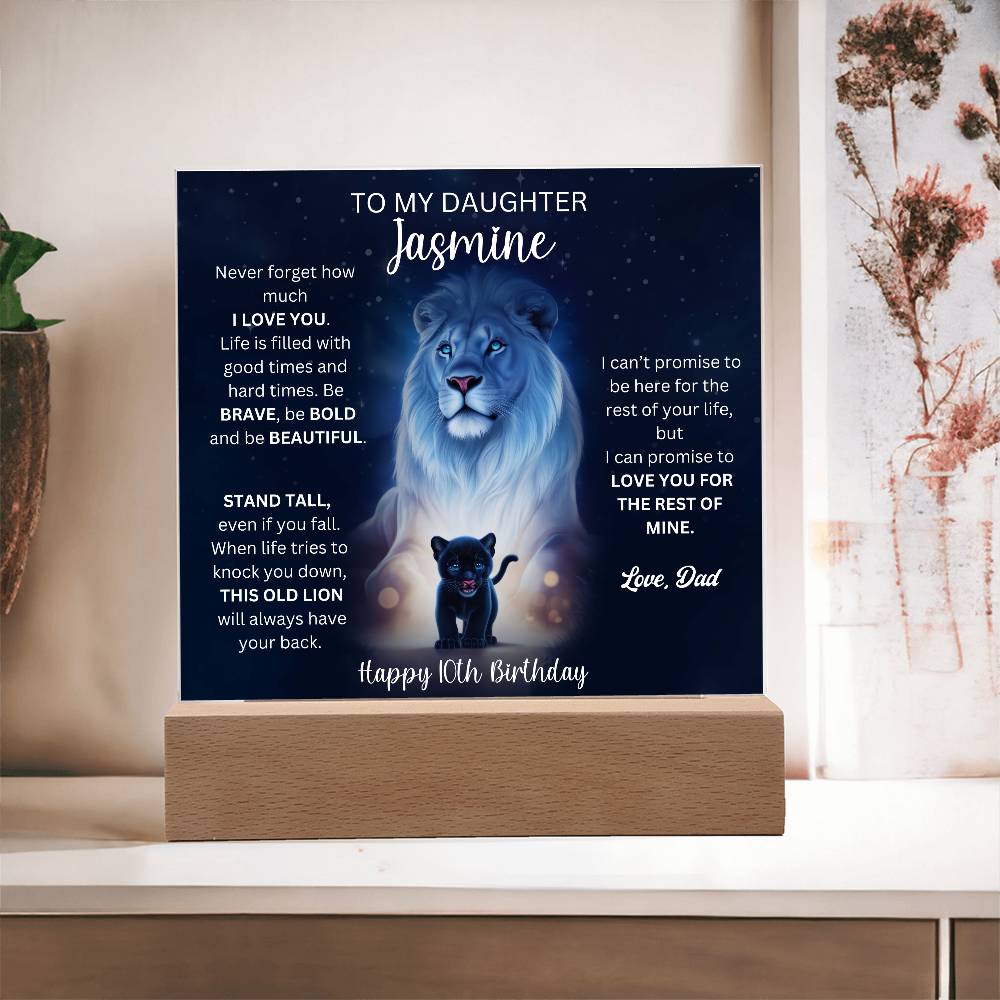 10th Birthday Gift To Daughter From Dad - Acrylic Square Plaque