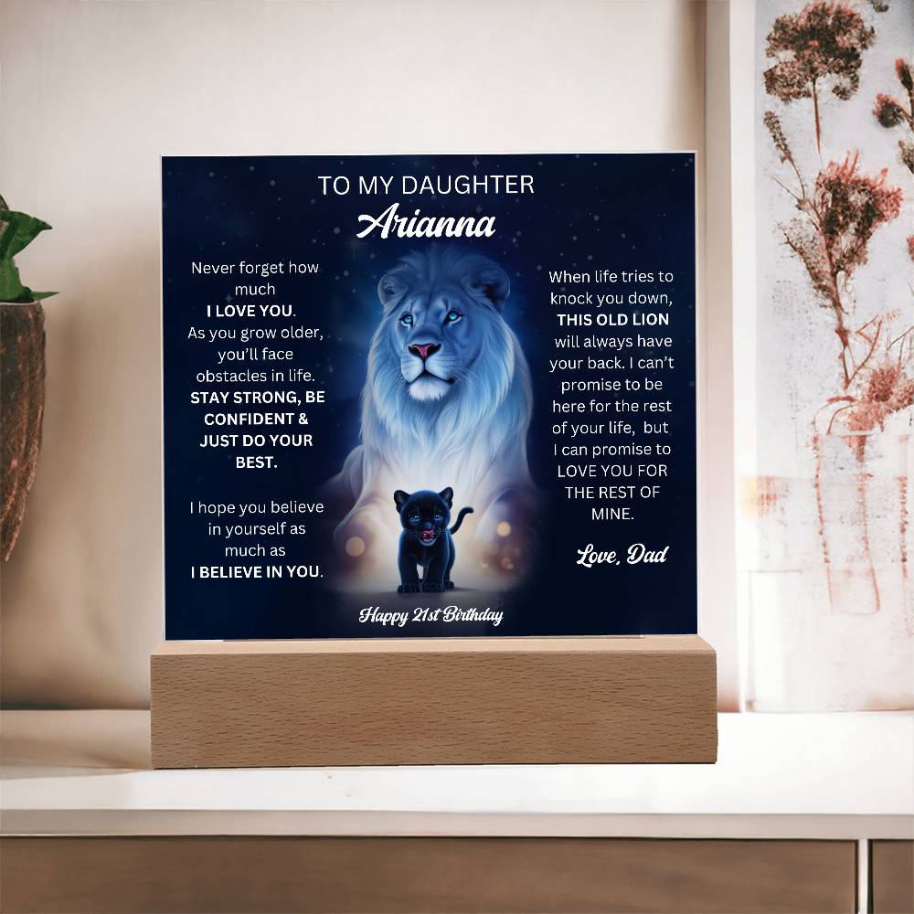 Dad To Daughter 21st Birthday Gift - Acrylic Square Plaque