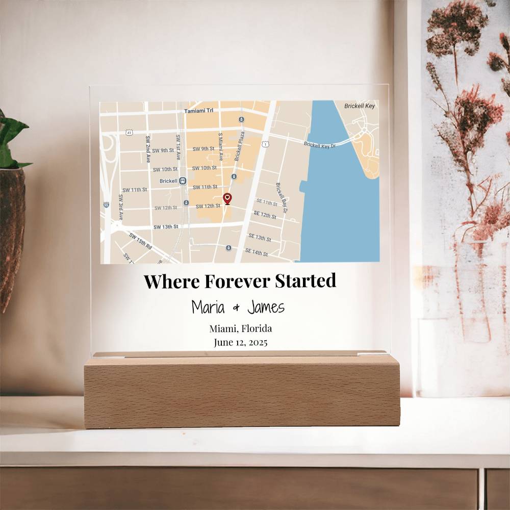 Personalized Where Forever Started Map Acrylic Plaque Miami Florida