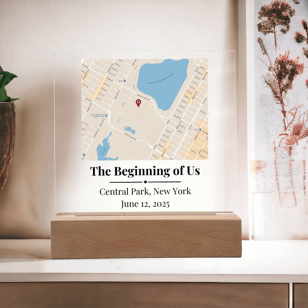 Personalized Where We Met Map Acrylic Plaque Central Park NY 2