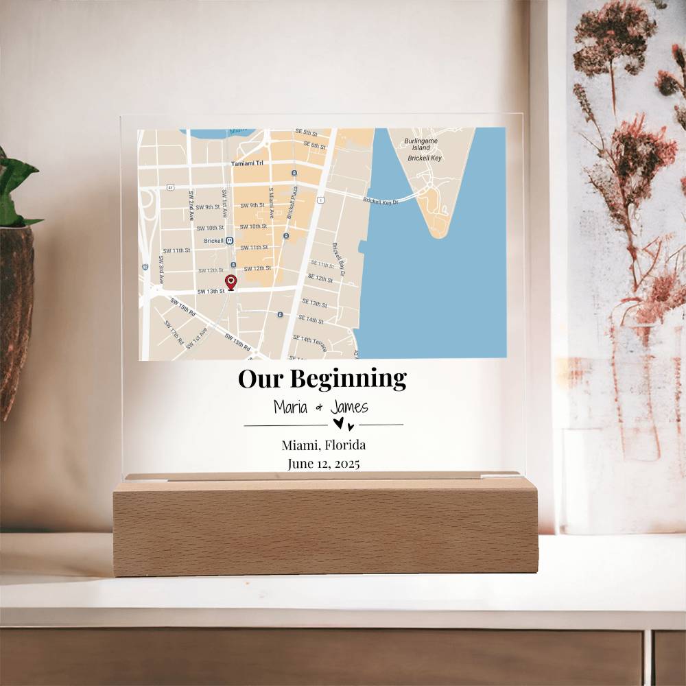 Personalized Where We Met Map Acrylic Plaque Miami Florida 2