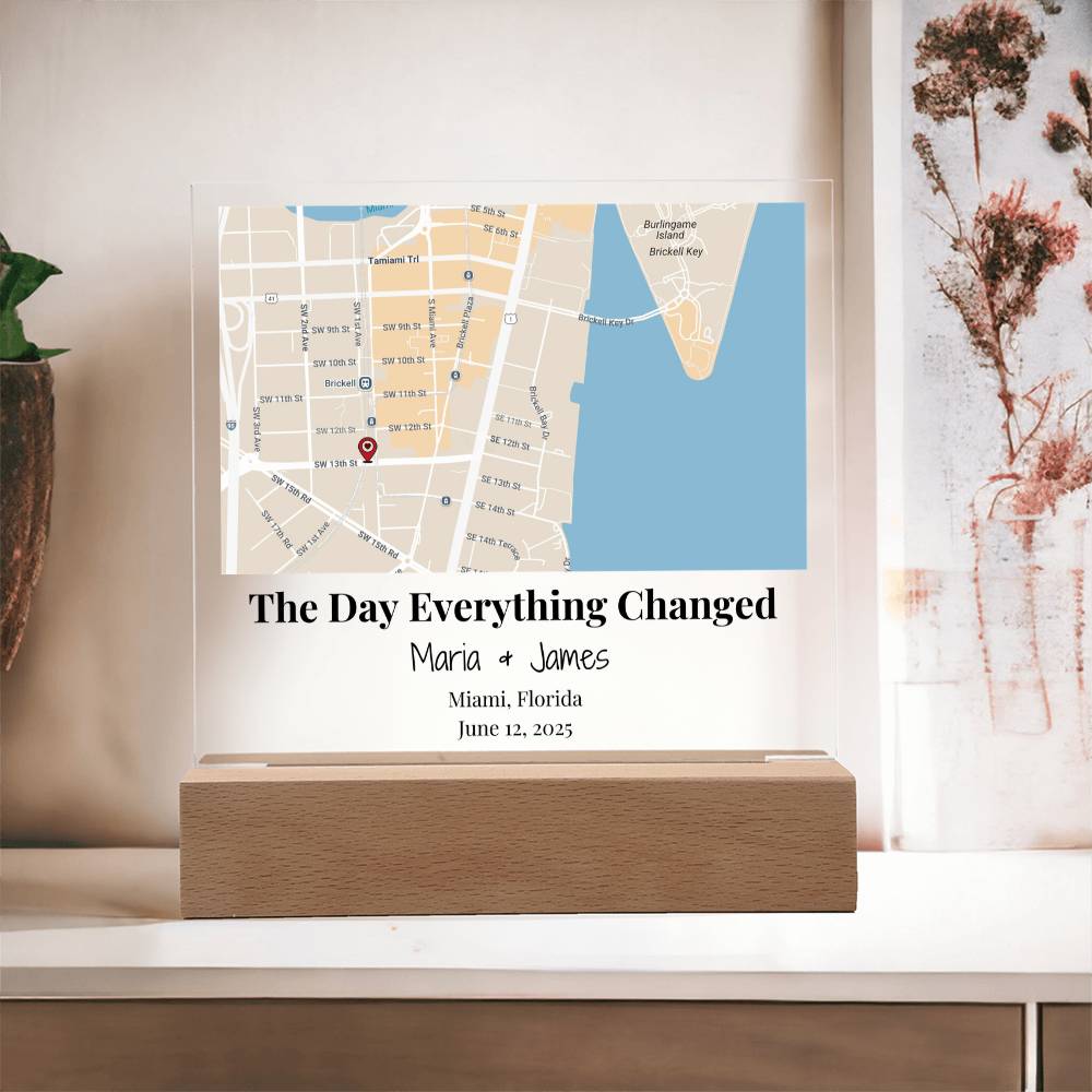 Personalized Where We Met Map Acrylic Plaque Miami Florida 3