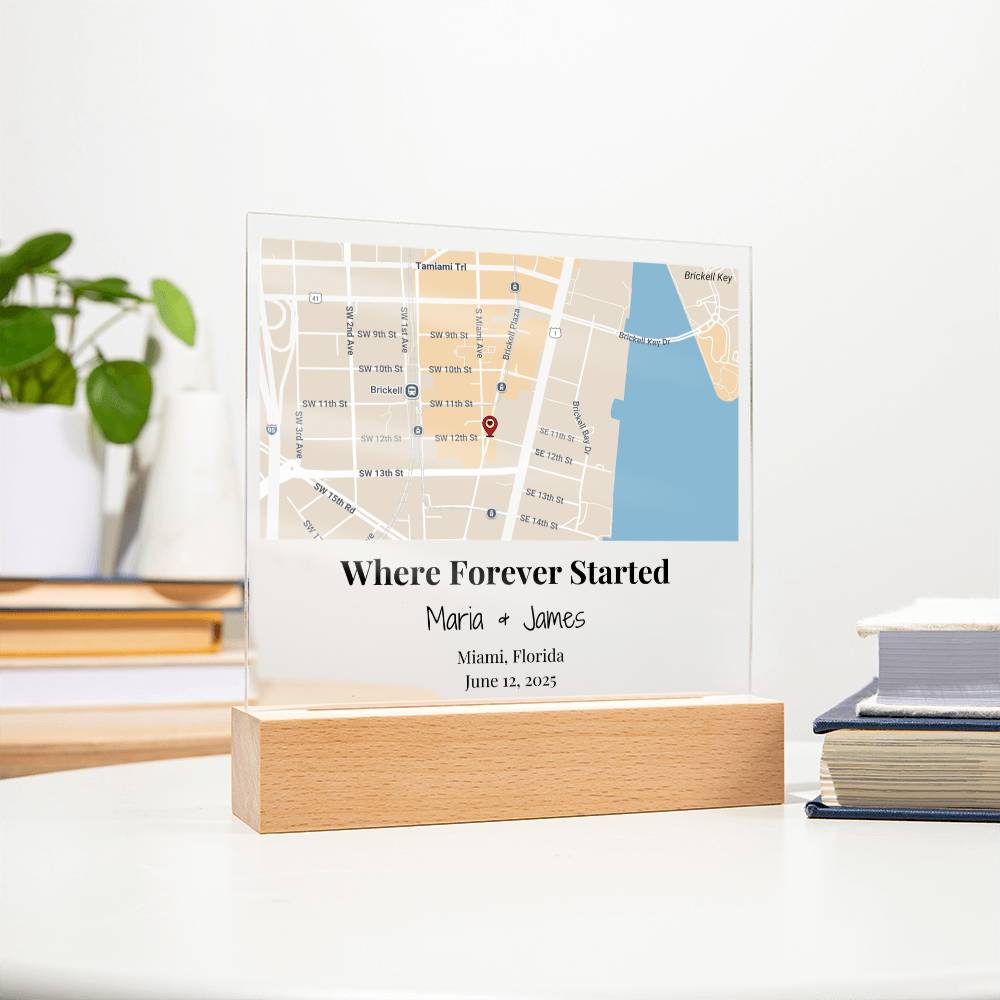 Personalized Where Forever Started Map Acrylic Plaque Miami Florida