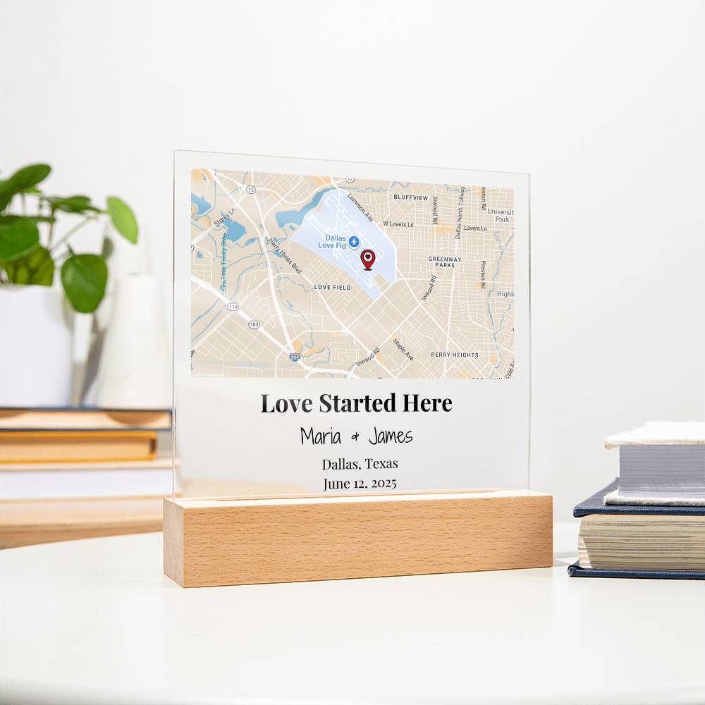 Personalized Where Love Started Map Acrylic Plaque Dallas Texas 2