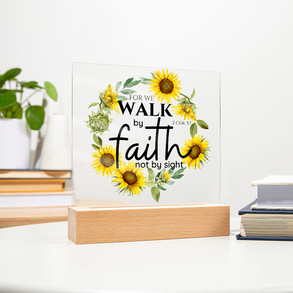 Bible Verse Art - 2 Cor 5:7 - Square Acrylic Plaque