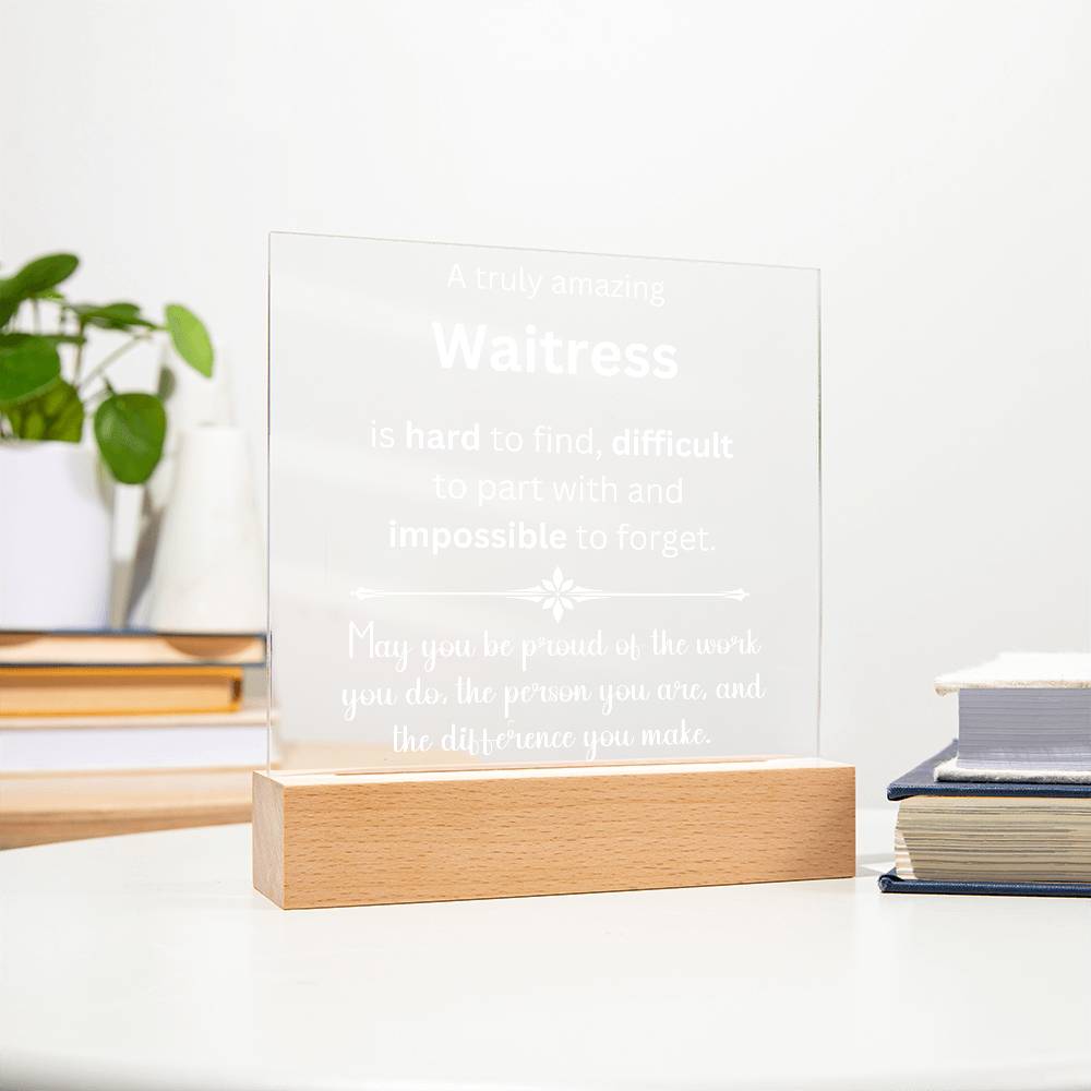 Waitress Thank You Gift - Acrylic Square Plaque
