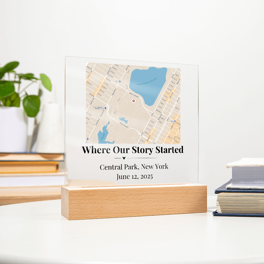 Personalized Where We Met Map Acrylic Plaque Central Park NY 1