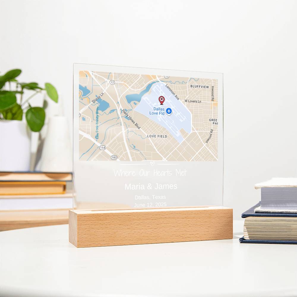 Custom Love Story Map Plaque