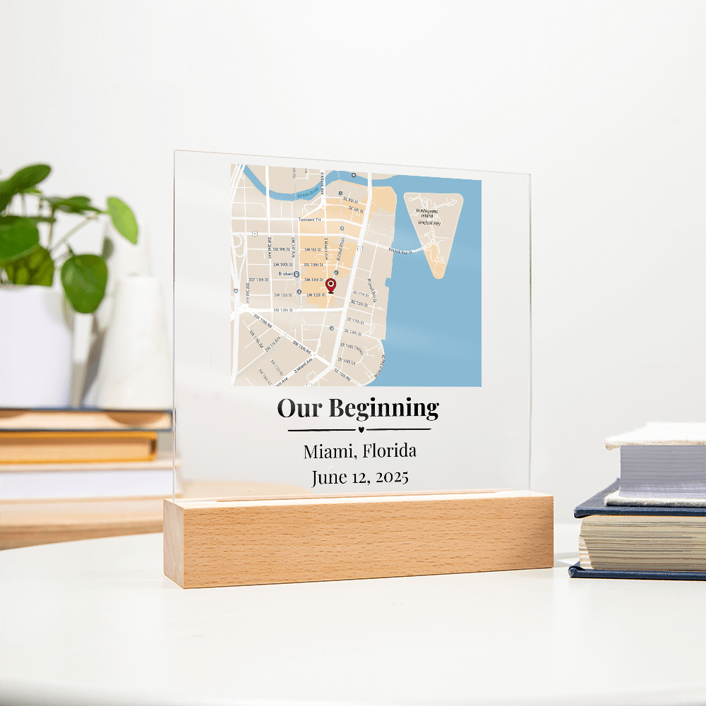 Personalized Where We Met Map Acrylic Plaque Miami Florida 1