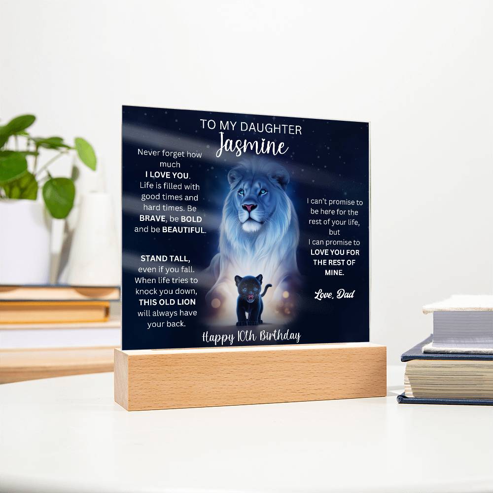 10th Birthday Gift To Daughter From Dad - Acrylic Square Plaque