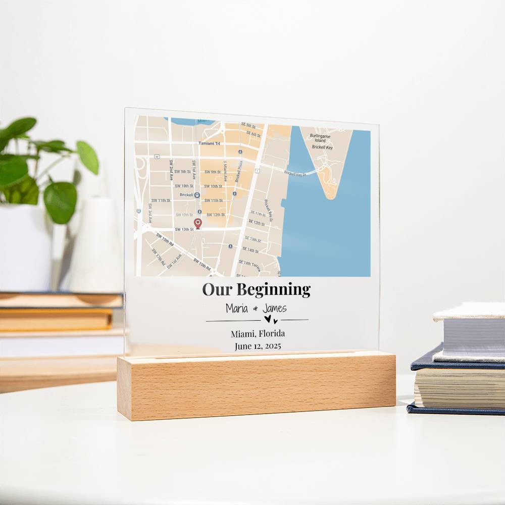 Personalized Where We Met Map Acrylic Plaque Miami Florida 2