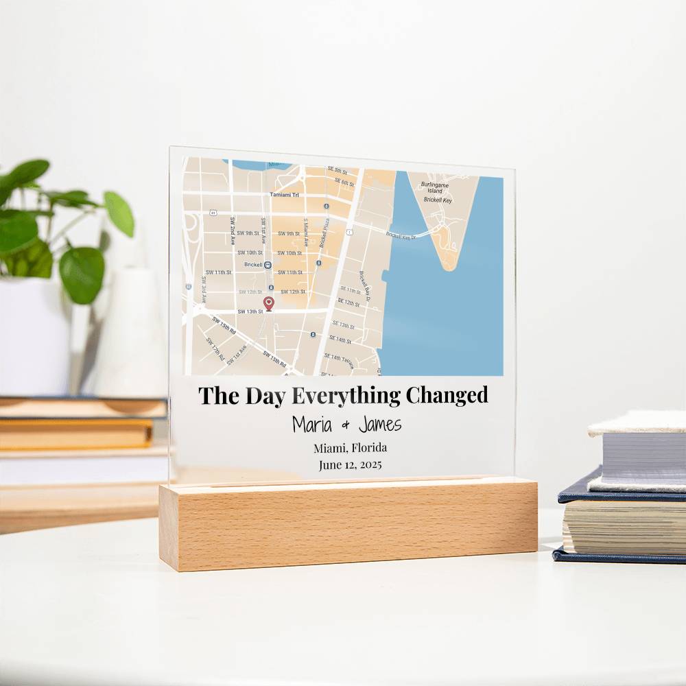 Personalized Where We Met Map Acrylic Plaque Miami Florida 3