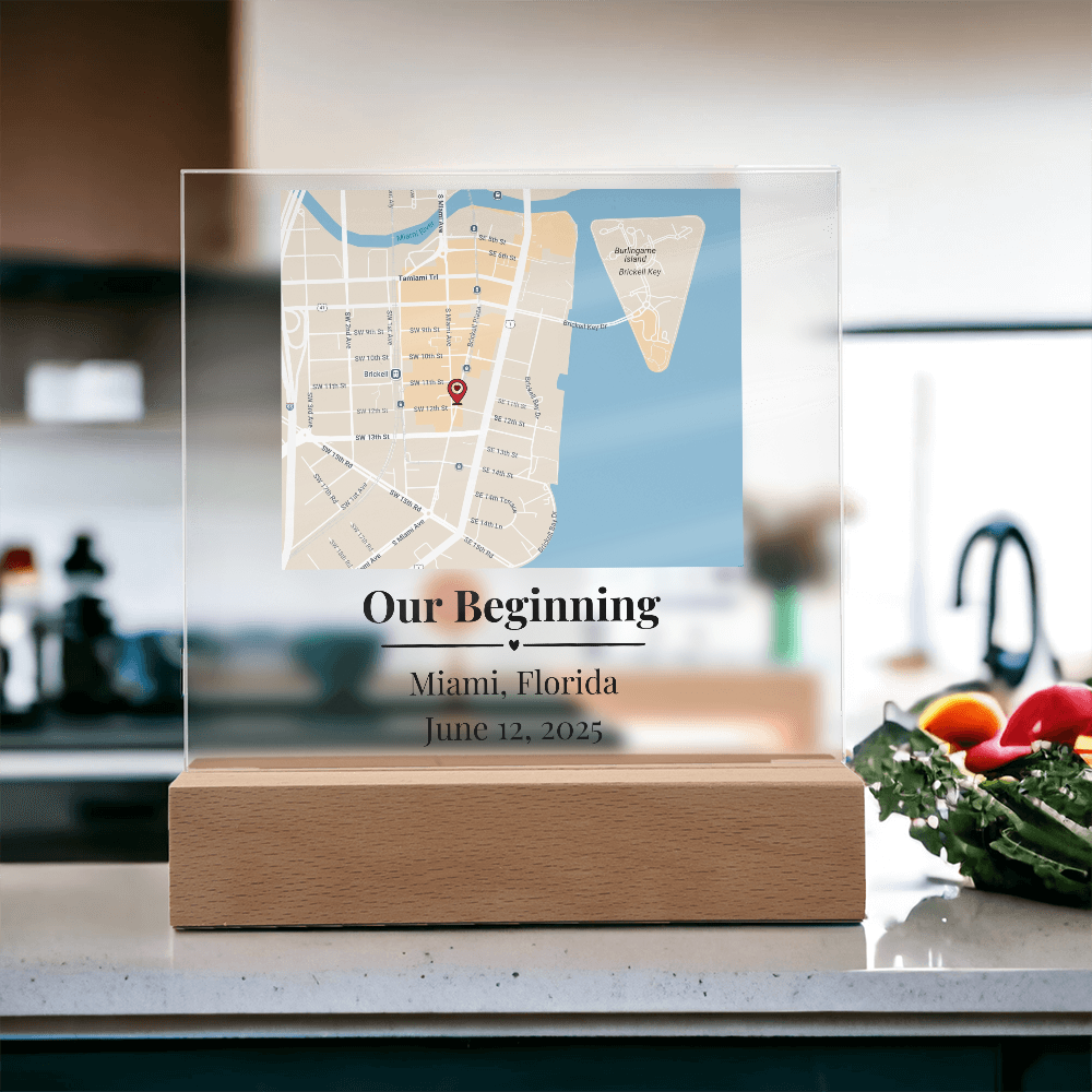 Personalized Where We Met Map Acrylic Plaque Miami Florida 1