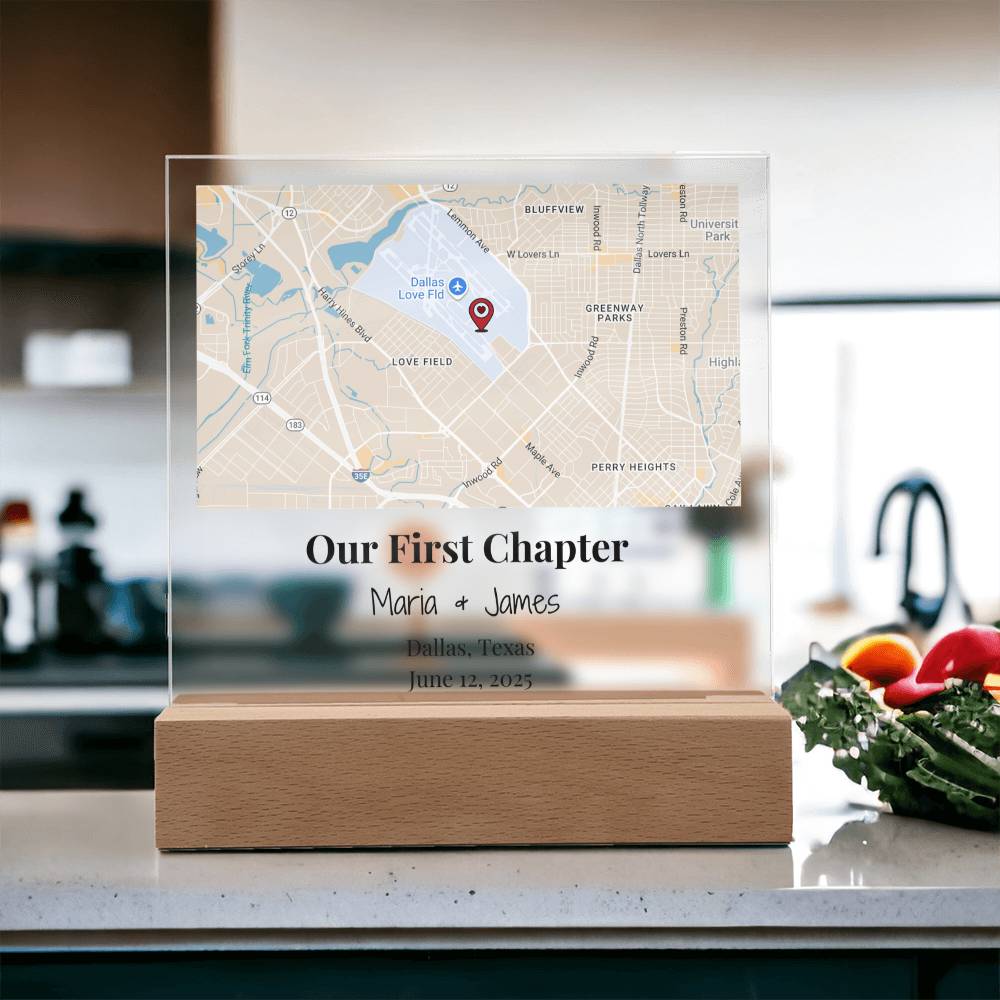 Personalized Our First Chapter Map Acrylic Plaque Dallas Texas