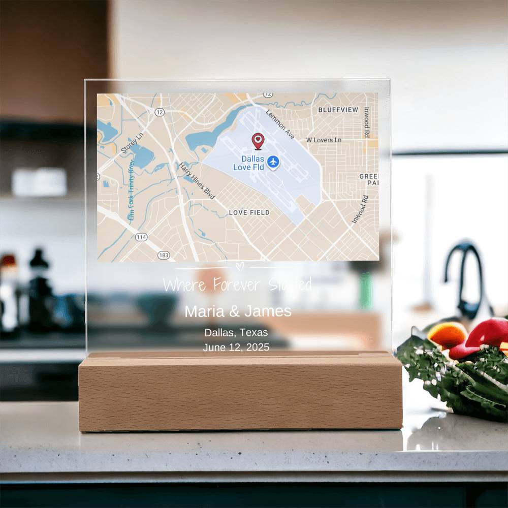Personalized Wedding Location Map Plaque