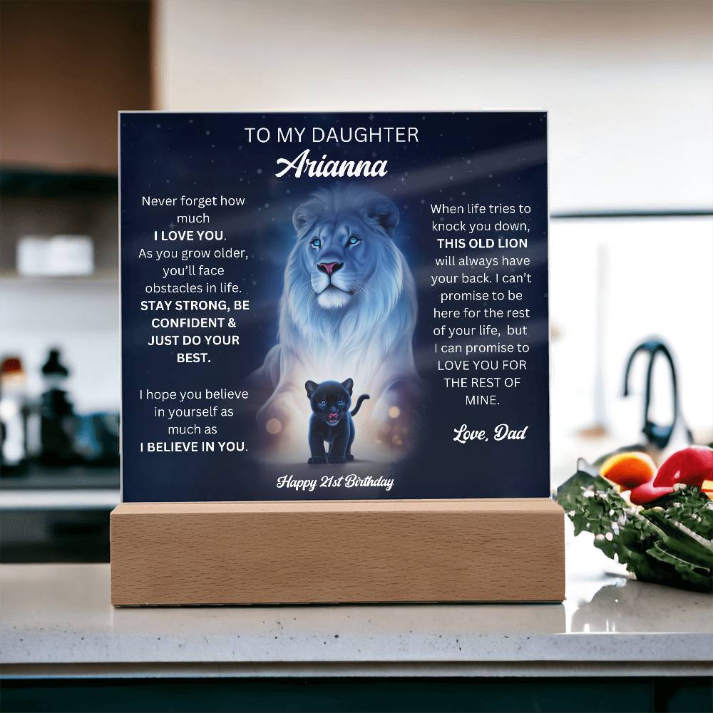 Dad To Daughter 21st Birthday Gift - Acrylic Square Plaque