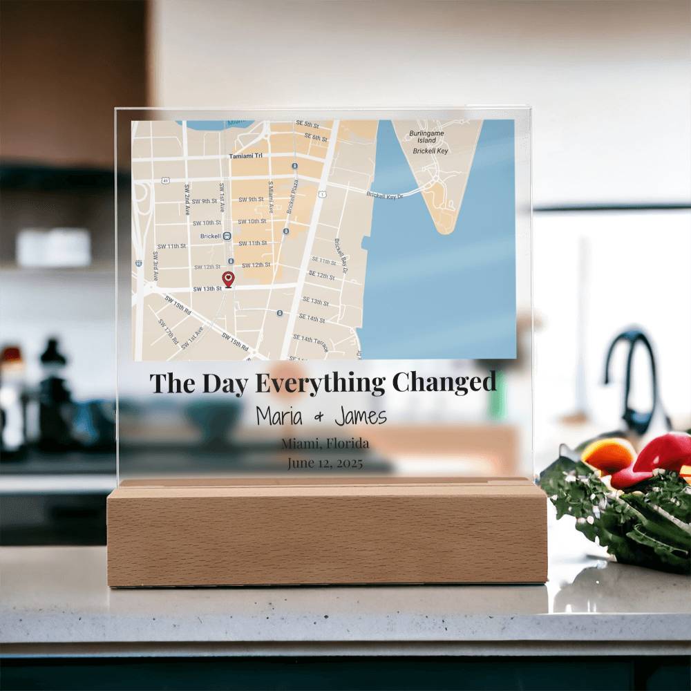 Personalized Where We Met Map Acrylic Plaque Miami Florida 3