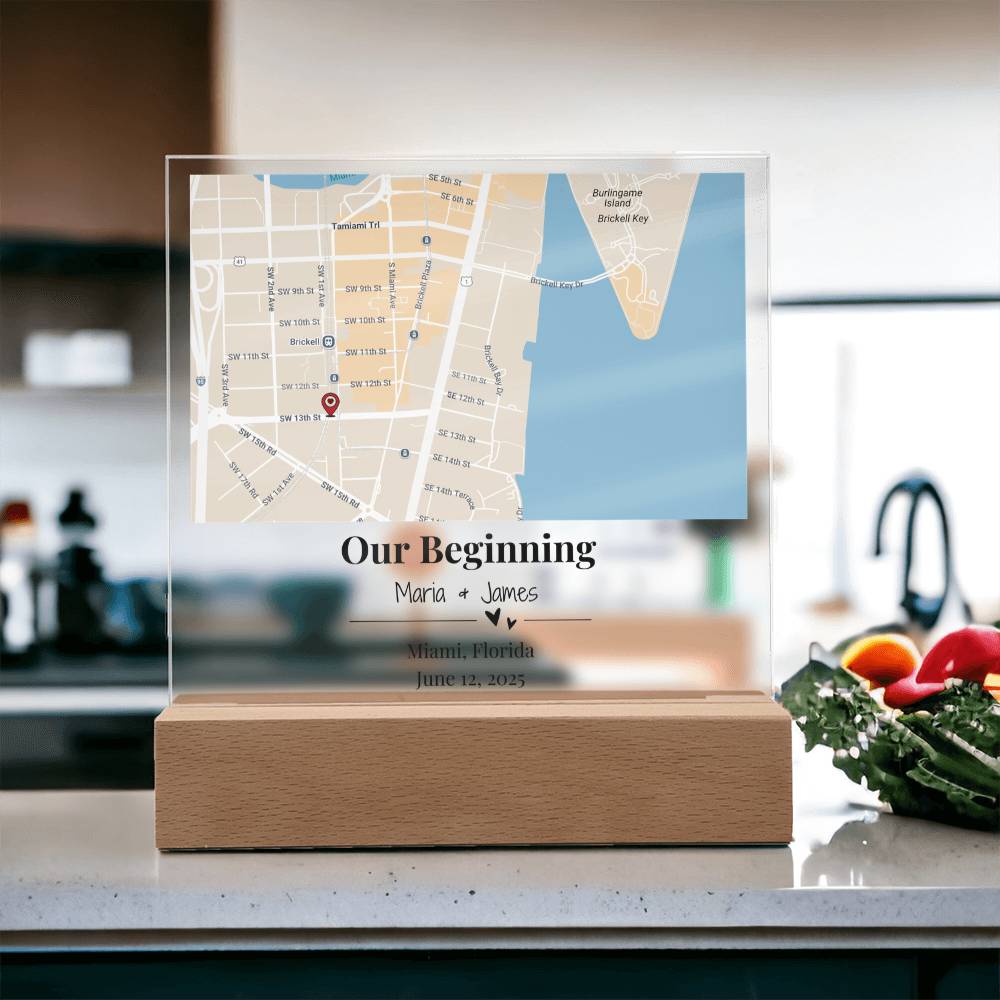 Personalized Where We Met Map Acrylic Plaque Miami Florida 2