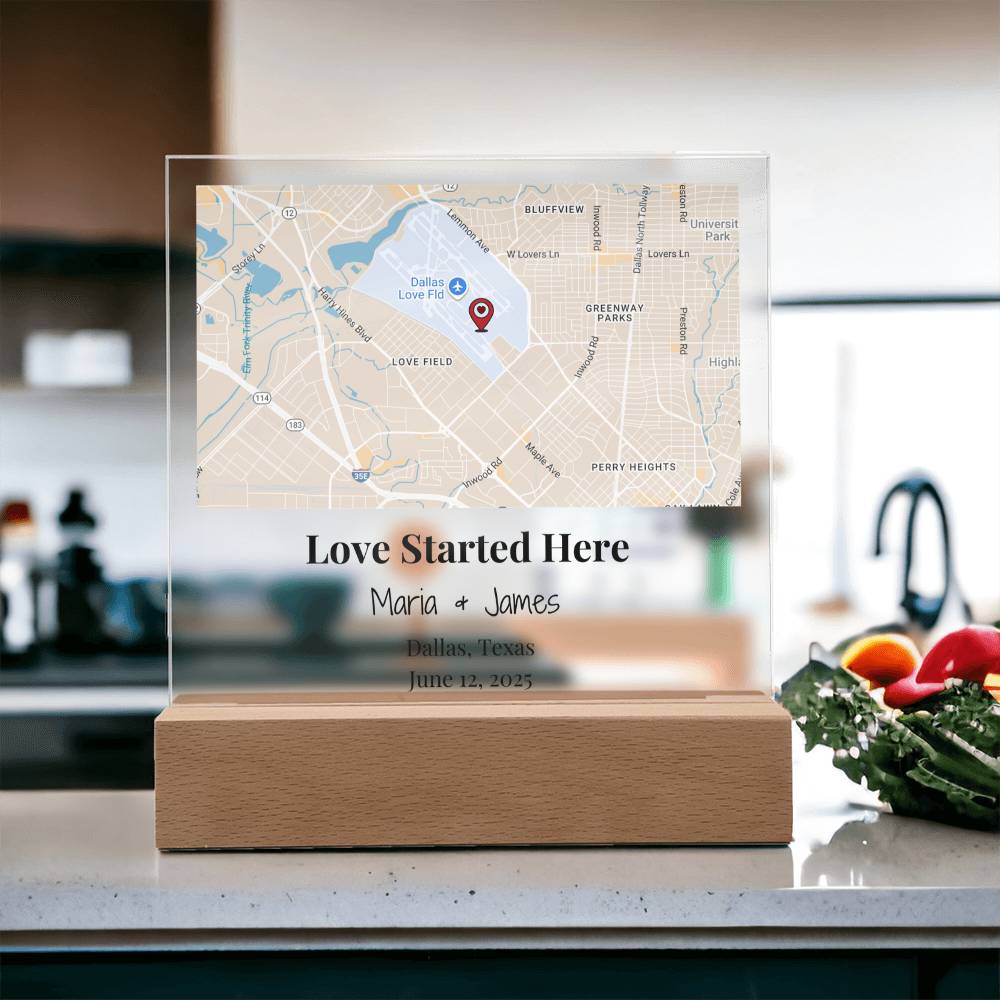 Personalized Where Love Started Map Acrylic Plaque Dallas Texas 2