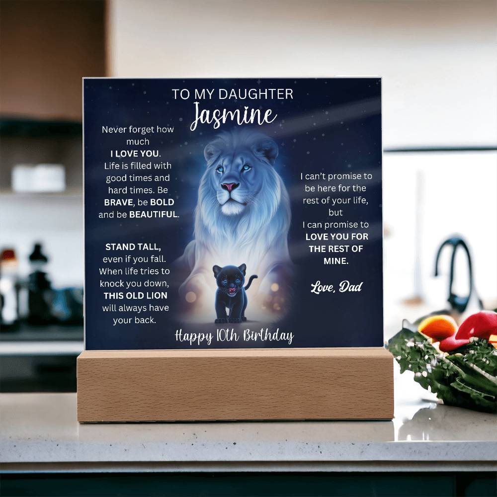 10th Birthday Gift To Daughter From Dad - Acrylic Square Plaque