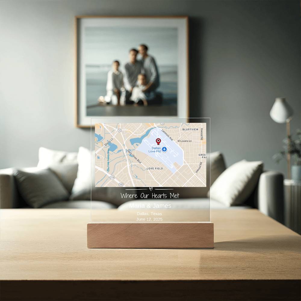 Custom Love Story Map Plaque
