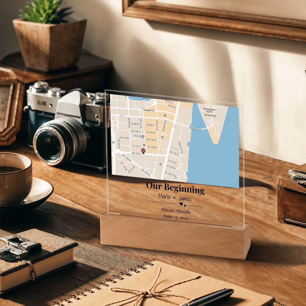 Personalized Where We Met Map Acrylic Plaque Miami Florida 2