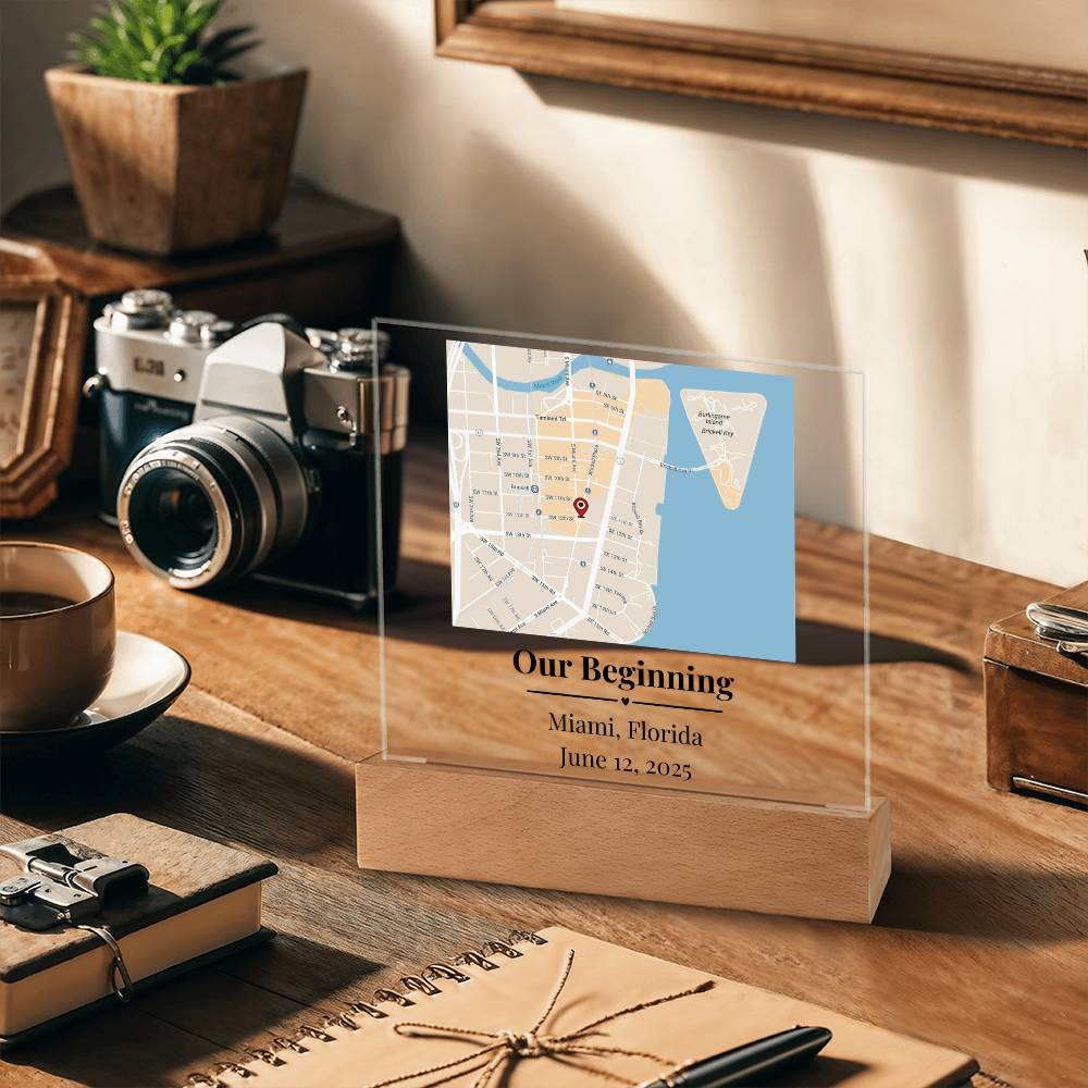 Personalized Where We Met Map Acrylic Plaque Miami Florida 1