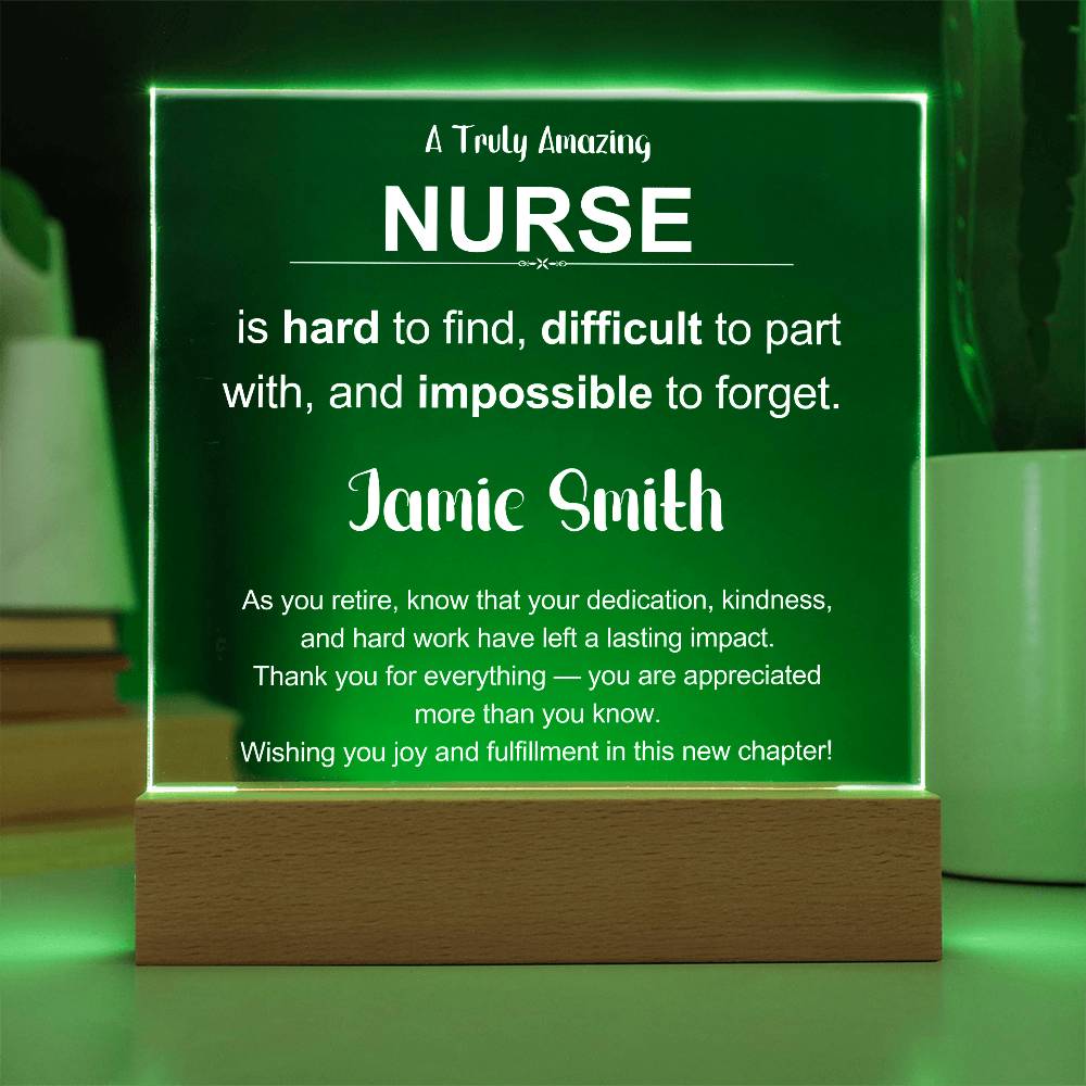 Retirement Gift for Nurse Acrylic Plaque with Heartfelt Message